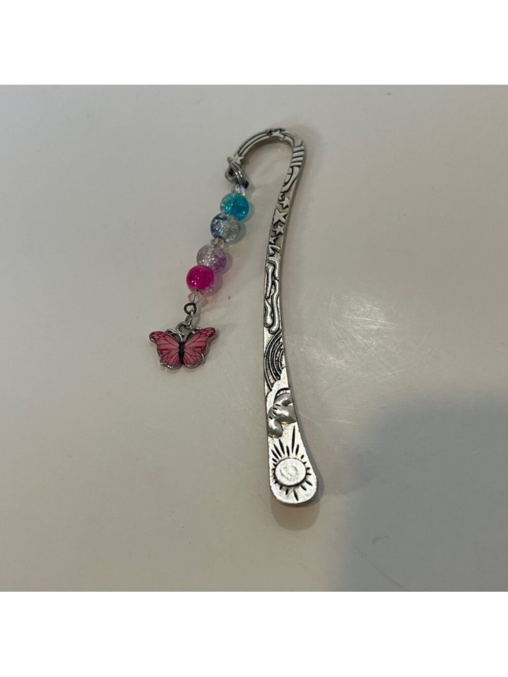 5/$25 Butterfly Beaded Hook Book Mark Metal Silver Sun Stars Rainbow Y2k Style